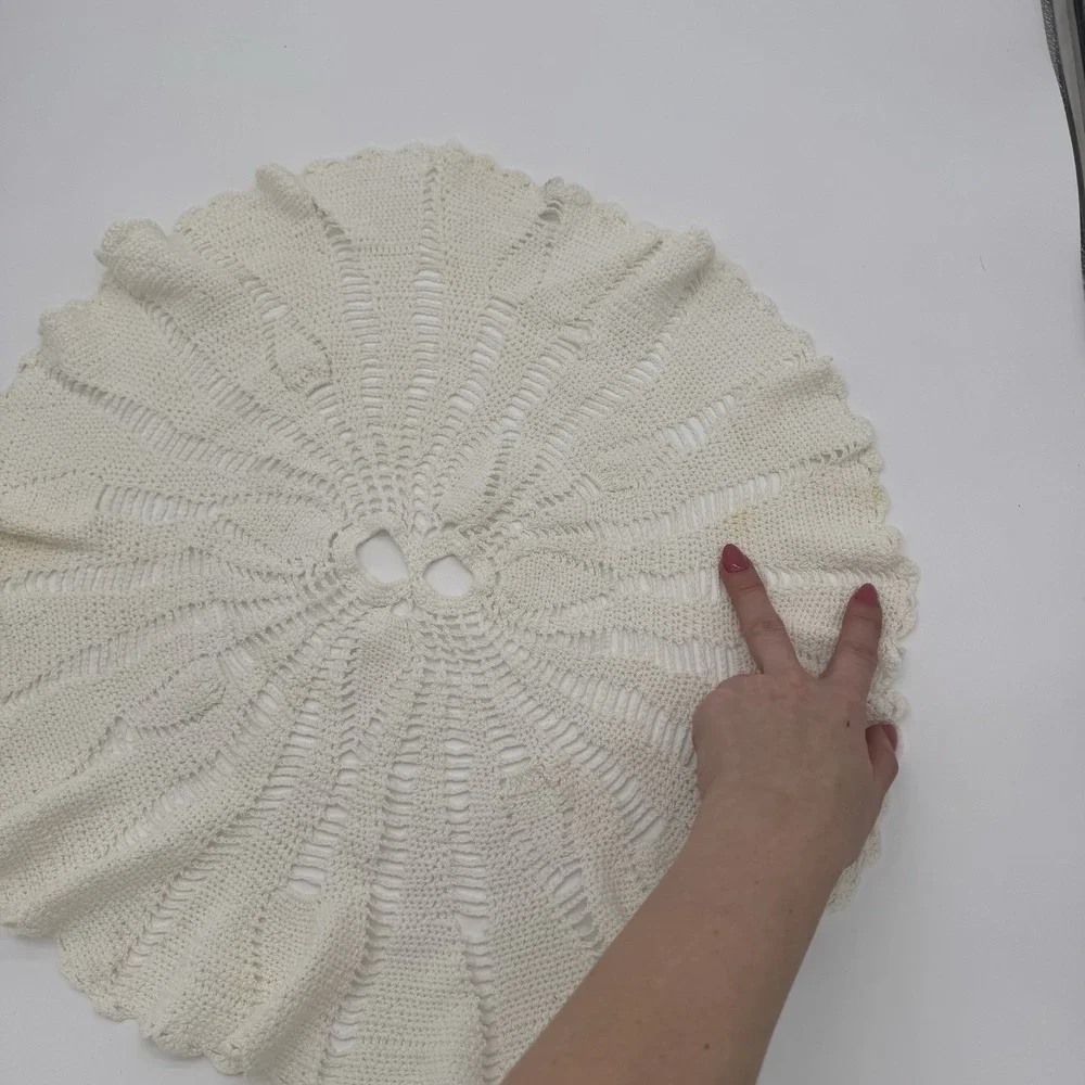 Vintage Crochet Doilies &‎ Table Runner Lot 6pc Ivory Farmhouse Cottage Cotton